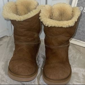 UGG Australia Light Brown Bailey Bow Mid Calf Suede Boots